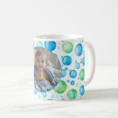 Mug Bleu moderne, Vert, Blanc C557 Photo simple bébé (Devant droit)