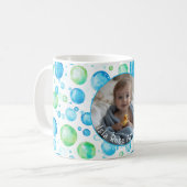 Mug Bleu moderne, Vert, Blanc C557 Photo simple bébé (Devant gauche)