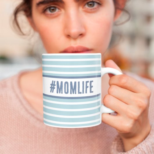 Mug bleu Momlife et blanc