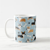 Mug Bleu Motif de Corgi (Gauche)