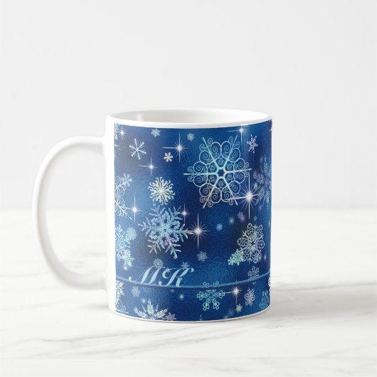 Mug Bleu Motif des flocons les plus beaux ID846 (Gauche)