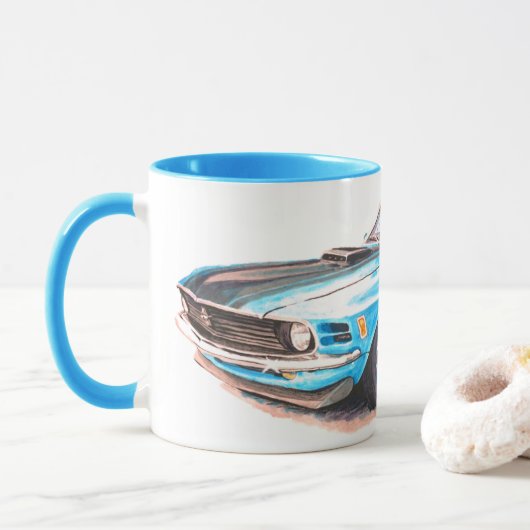 Mug bleu Mustang 1970 (Avec donut)