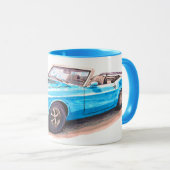 Mug bleu Mustang 1970 (Devant droit)