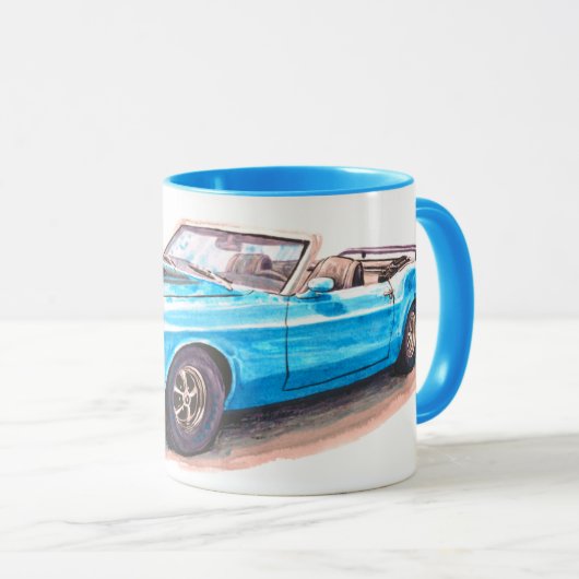 Mug bleu Mustang 1970 (Devant droit)