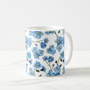 Mug Bleu Myosotis Thé Floral Aquarelle Nature
