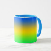 Mug Bleu néon, jaune, dégradé vert, ombre. (Devant droit)