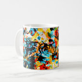 Mug Bleu, noir, blanc, orange. Bright continu (Devant gauche)