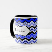 Mug Bleu, Noir, Blancs Vagues Boug Personnalisé (Devant gauche)
