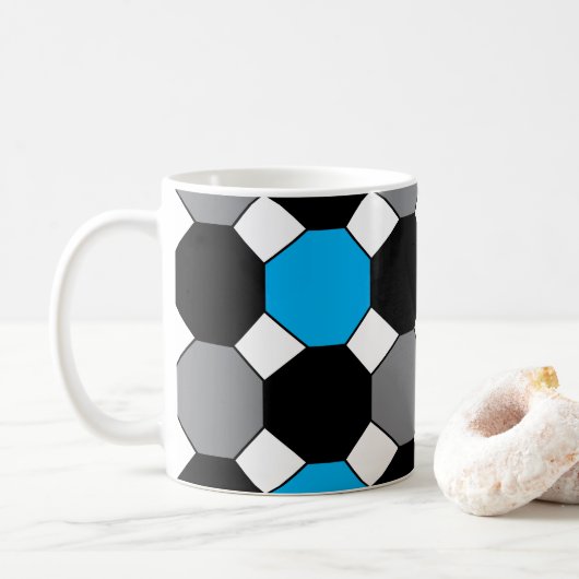Mug Bleu Noir Gris Géométrique (Avec donut)