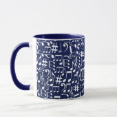 Mug Bleu Nuit Bleu de Cobalt Blanc Notes de Musique Da (Gauche)