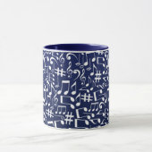 Mug Bleu Nuit Bleu de Cobalt Blanc Notes de Musique Da (Centre)