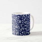 Mug Bleu Nuit Bleu de Cobalt Blanc Notes de Musique Da (Devant droit)