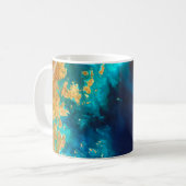 Mug Bleu Nuit Profond Moderne & Or Terre Abstrait (Devant gauche)
