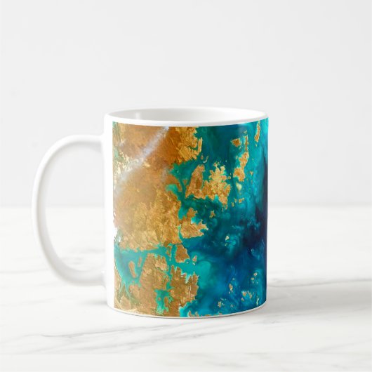 Mug Bleu Nuit Profond Moderne & Or Terre Abstrait (Gauche)