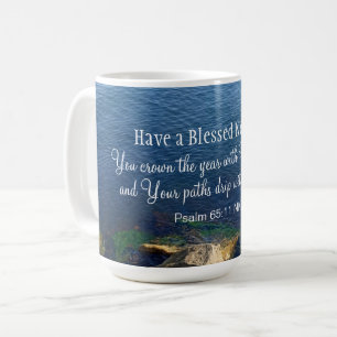 Mug Bleu Océan Bienheureux Nouvel An Bible chrétienne 