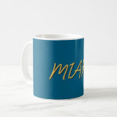 Mug Bleu océan couleur or Miami texte professionnel (Devant gauche)