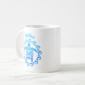 Mug Bleu Océan Tortue Tribale Belize (Devant gauche)