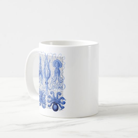 Mug Bleu octopus et calmar (Devant gauche)