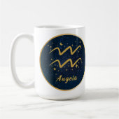 Mug Bleu or Aquarius symbole zodiaque étoiles (Gauche)