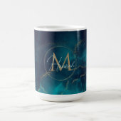 Mug Bleu Or Encre d'alcool Art Deep Blue Ocean (Centre)