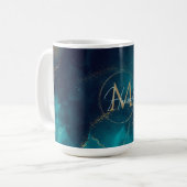 Mug Bleu Or Encre d'alcool Art Deep Blue Ocean (Devant gauche)