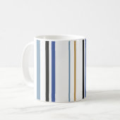 Mug Bleu Or et Rayures de Couleur de Plage Blanche (Devant gauche)
