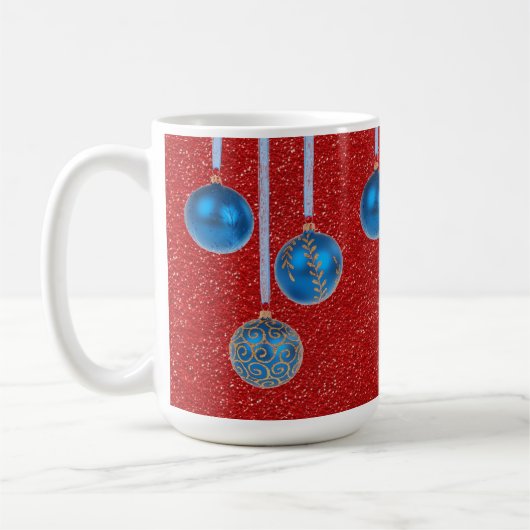 Mug Bleu or Parties scintillant rouge Joyeux Noël Baub (Gauche)