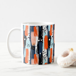 Mug Bleu orange brosses Motif Abstrait