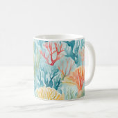 Mug Bleu Orange Coral Reef Plage Océan Côtier (Devant droit)