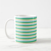 Mug Bleu pâle, vert d'Aqua et rayures beiges (Gauche)