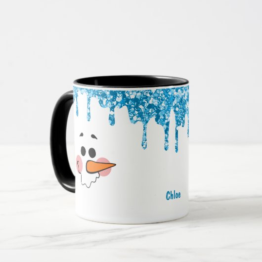 Mug Bleu Parties scintillant Drivers Snowman Face Holi (Devant gauche)