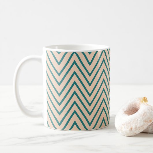 Mug Bleu Pêcher Bleu Chevron Bande (Avec donut)