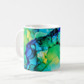 Mug BLEU PERSIEN, vert chartreuse. Très beau art (Devant gauche)