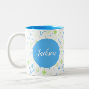 Mug bleu personnalisé avec étoiles