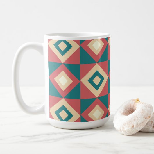 Mug Bleu Poche Diamant Géométrique (Avec donut)