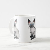 Mug Bleu Point Siamese Cat Cute Dessin Illustration (Devant gauche)