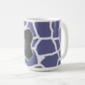 Mug - Bleu - poster de animal gris foncé de girafe ; (Devant droit)