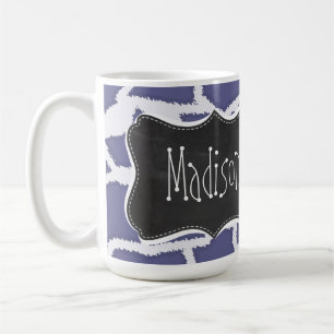 Mug - Bleu - poster de animal gris foncé de girafe ;
