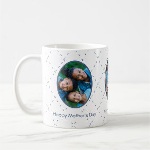 Mug Bleu Poussiéreux et Texte Personnalisé Blanc