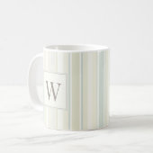 Mug Bleu Poussiéreux Initial Neutre Rayure Rustique Fe (Devant gauche)
