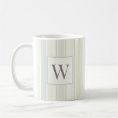 Mug Bleu Poussiéreux Initial Neutre Rayure Rustique Fe (Gauche)