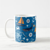 Mug Bleu profond Toutes les choses Nautiques (Gauche)