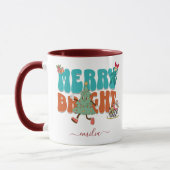 Mug Bleu Retro Joyeux Nom clair Arbre de Noël (Gauche)
