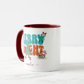 Mug Bleu Retro Joyeux Nom clair Arbre de Noël (Devant gauche)