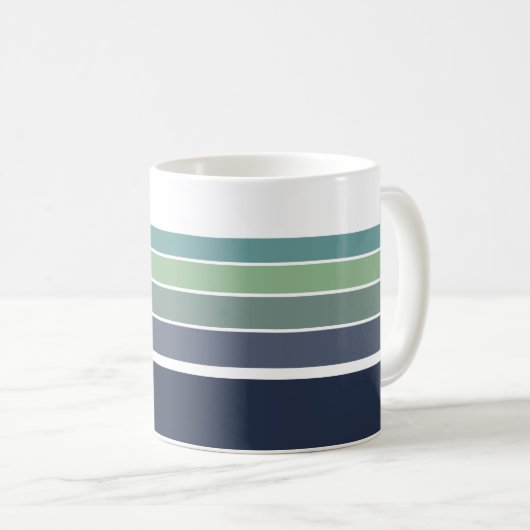 Mug Bleu rétro/mod et vert rayé (Devant droit)