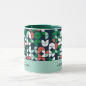 Mug bleu rétro rouge vert moderne Noël (Centre)