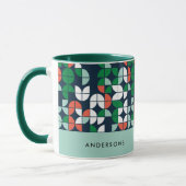 Mug bleu rétro rouge vert moderne Noël (Gauche)
