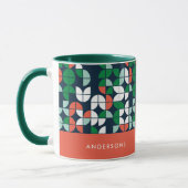 Mug bleu rétro rouge vert moderne Noël (Gauche)