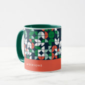 Mug bleu rétro rouge vert moderne Noël (Devant gauche)
