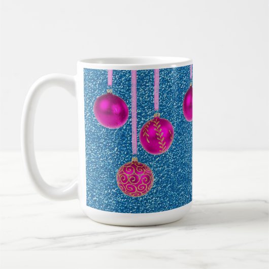 Mug Bleu rose chaud Parties scintillant Joyeux Noël Ba (Gauche)